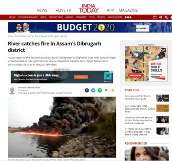外媒：印度一河流发生火灾 疑似石油管道爆炸所